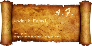 Andrik Fanni névjegykártya